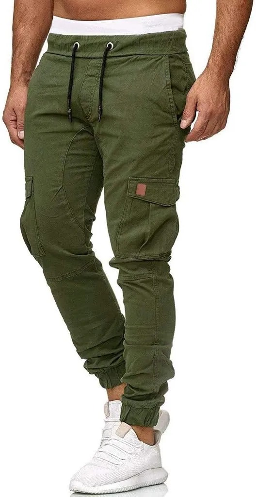 Mens Sweatpants with Pockets Casual Straight-Leg Trousers Mens Heavyweight Cargo Fleece Sweatpants Stretch Elastic