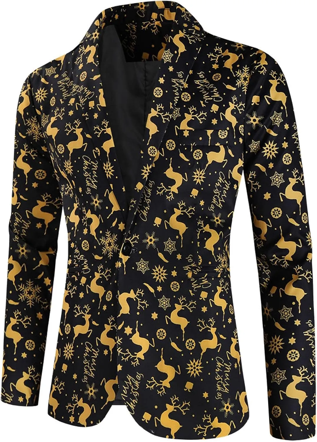 Mens Ugly Christmas Blazer Coats Lapel Party Jacket Xmas Tuxedo Jacket for Prom Wedding