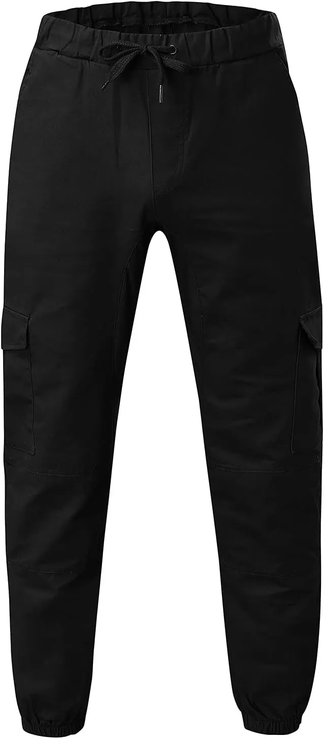 Mens Workout Cargo Sweatpants Heavyweight Fleece Cargo Sweatpants Stretch Elastic Waist Baggy Workout Jogger Pants