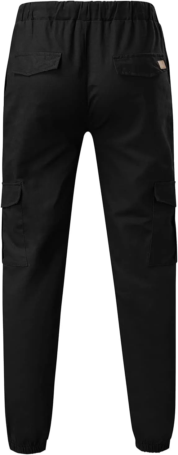 Mens Workout Cargo Sweatpants Heavyweight Fleece Cargo Sweatpants Stretch Elastic Waist Baggy Workout Jogger Pants