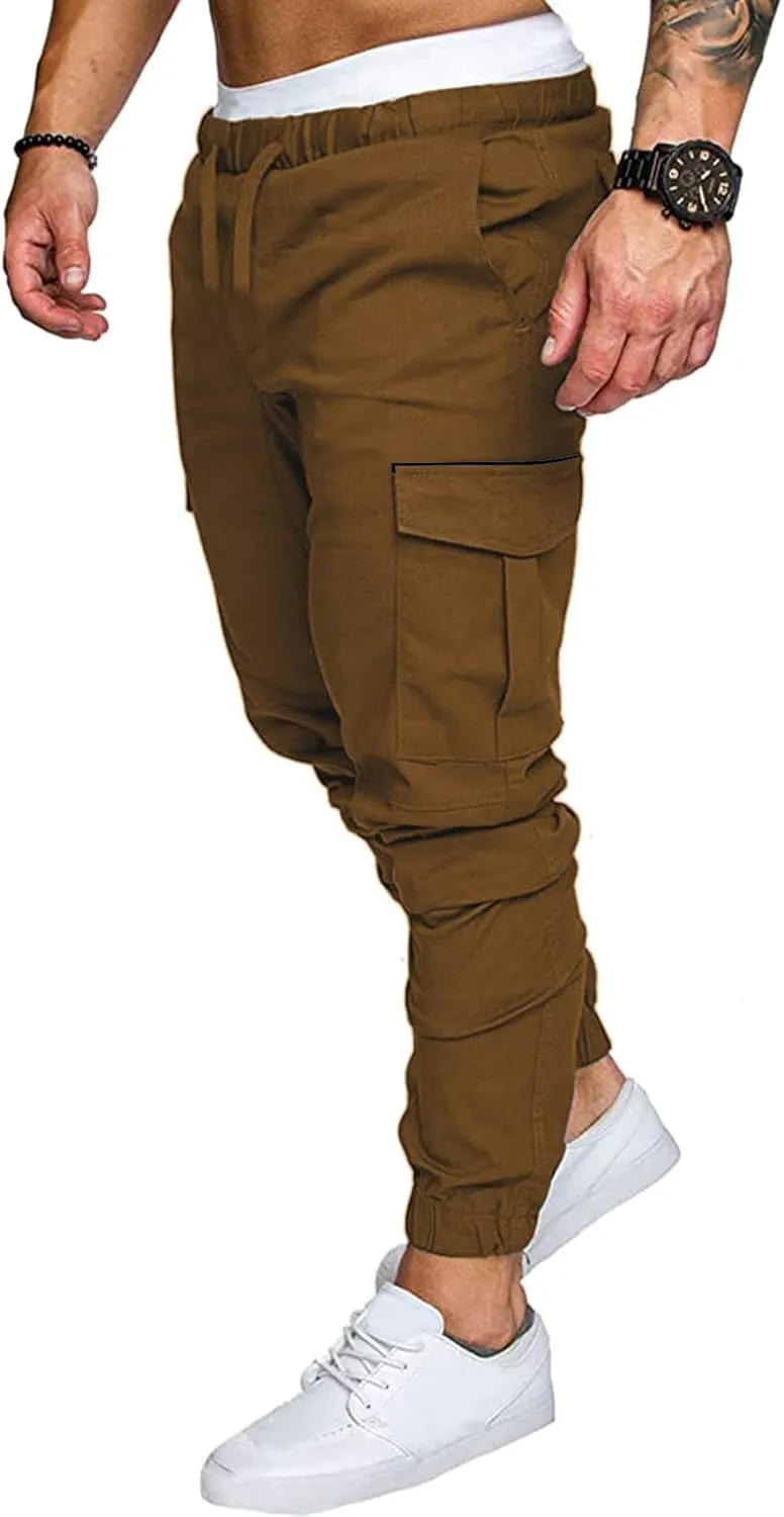 Mens Workout Cargo Sweatpants Warm Fleece Heavyweight Gym Athletic Running Track 5 Pocket Winter Sweat Pants Athletic