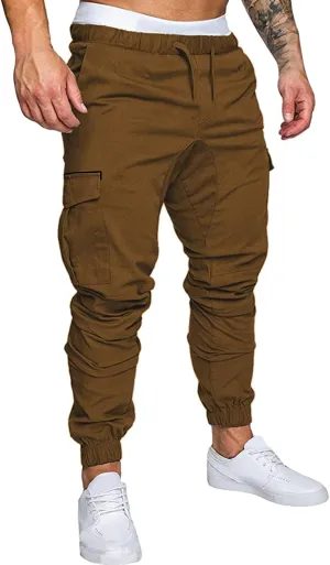Mens Workout Cargo Sweatpants Warm Fleece Heavyweight Gym Athletic Running Track 5 Pocket Winter Sweat Pants Athletic