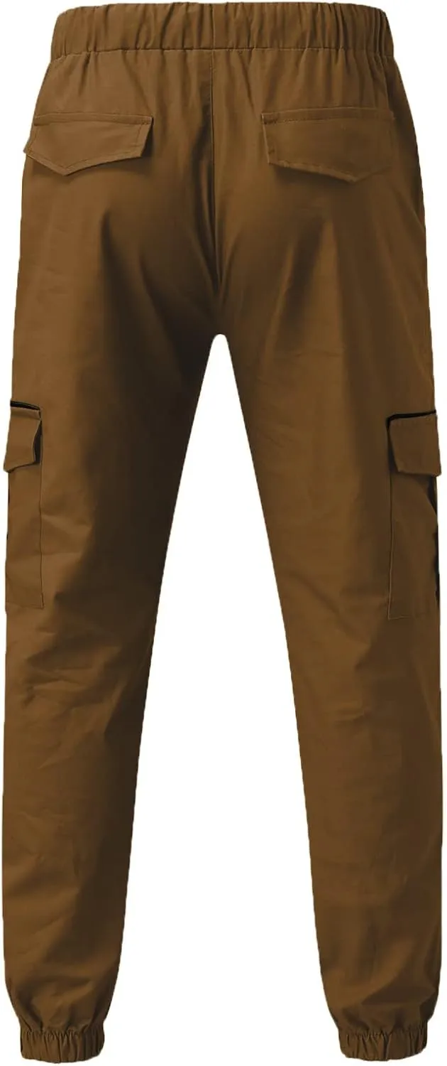 Mens Workout Cargo Sweatpants Warm Fleece Heavyweight Gym Athletic Running Track 5 Pocket Winter Sweat Pants Athletic