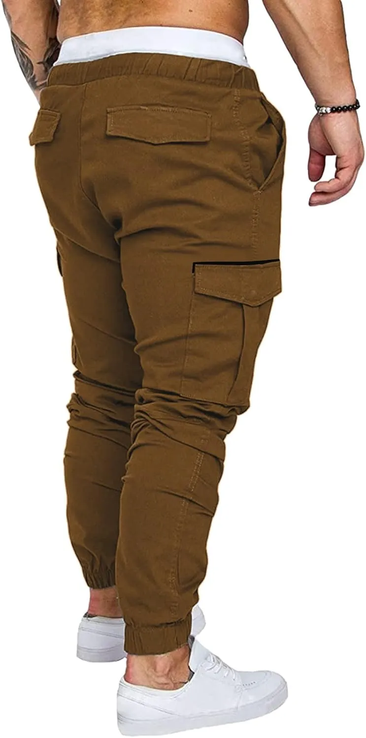 Mens Workout Cargo Sweatpants Warm Fleece Heavyweight Gym Athletic Running Track 5 Pocket Winter Sweat Pants Athletic