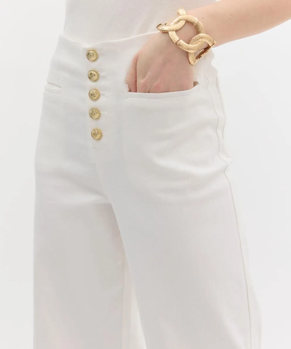 Mid-Rise Denim Pants - White