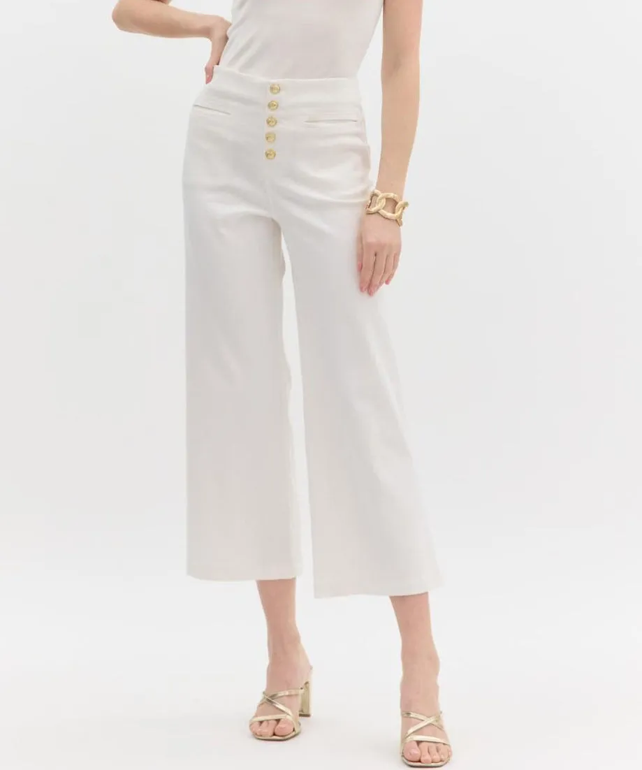 Mid-Rise Denim Pants - White
