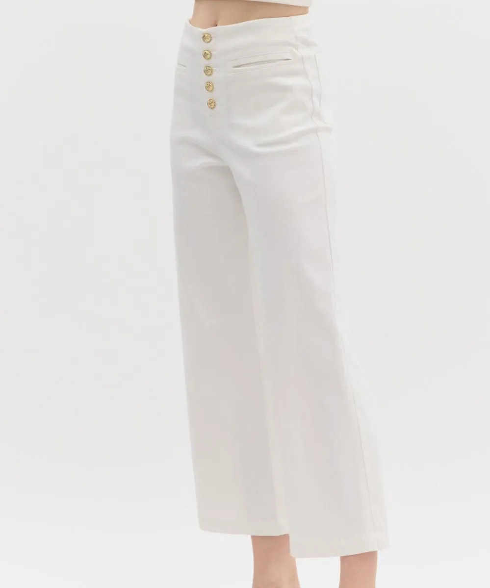 Mid-Rise Denim Pants - White