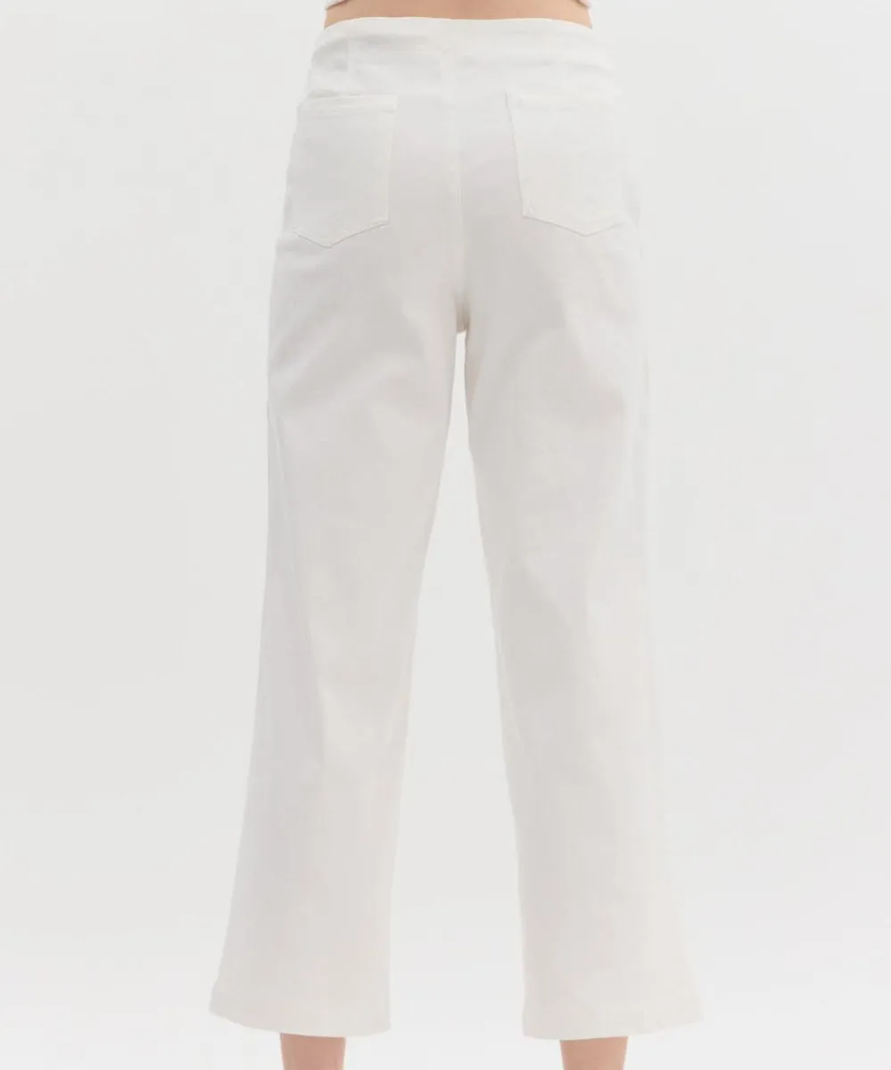 Mid-Rise Denim Pants - White