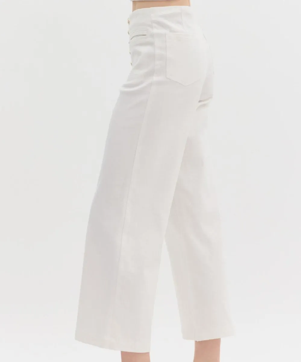 Mid-Rise Denim Pants - White