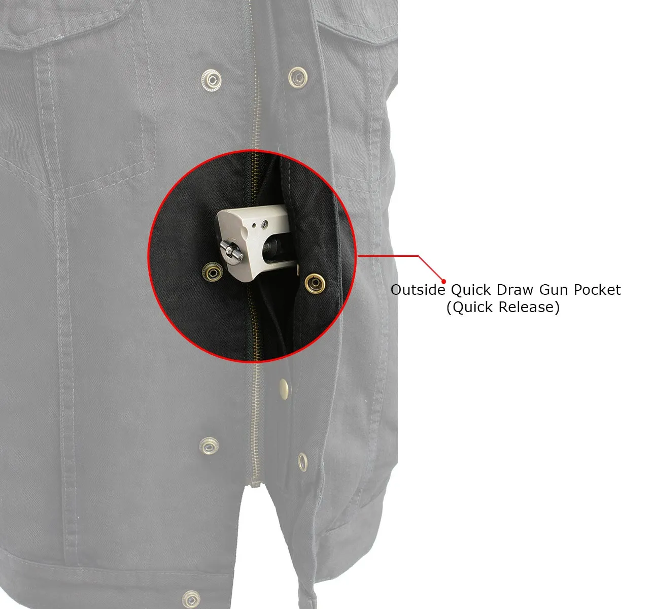 Milwaukee Leather MDM3002 Men's Black Covert Side Lace Denim Club Style Vest with Dual Closure