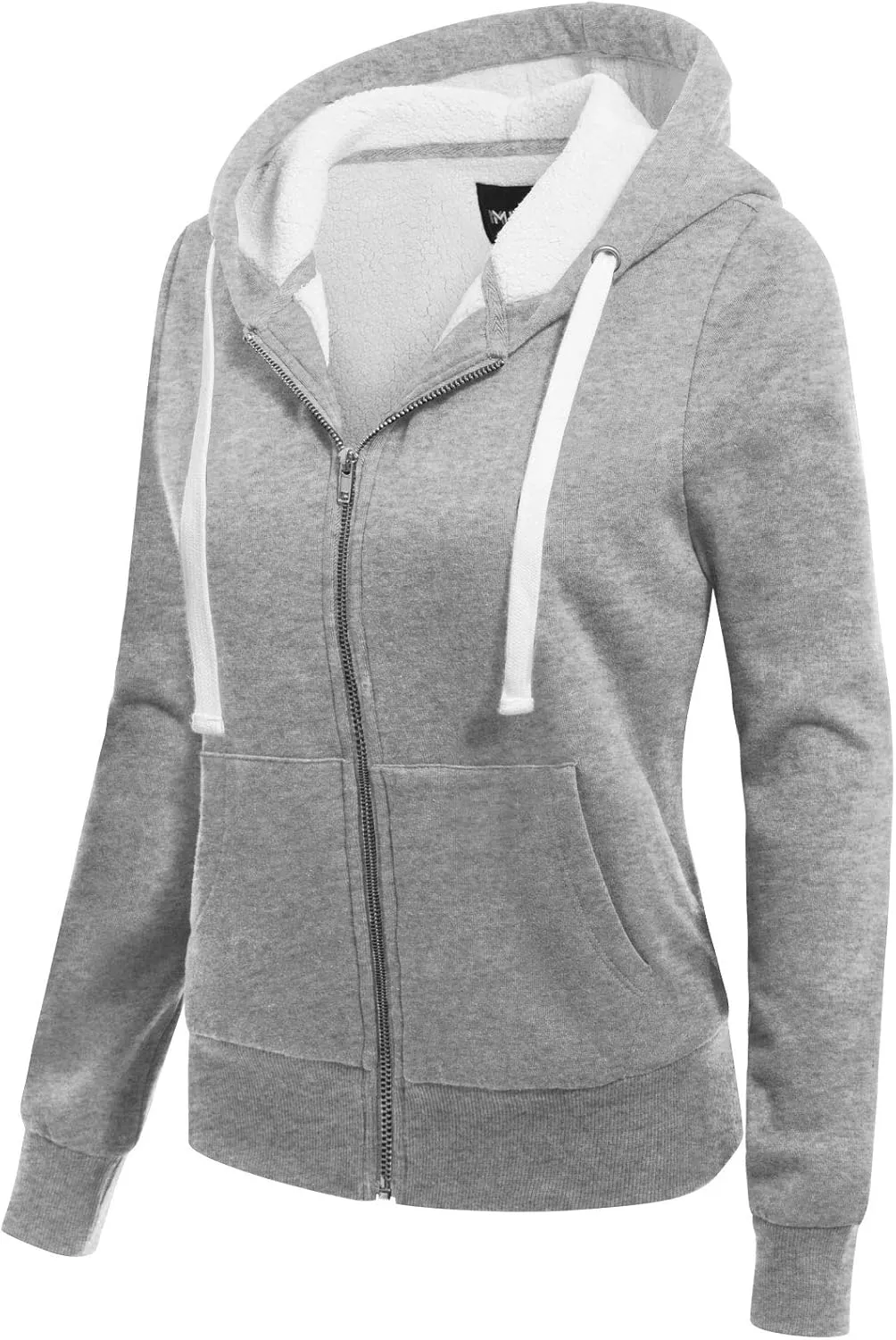 MixMatchy Women's Casual Basic Sherpa-Lined Fleece Full Zip Up Cozy Hooded Sweatshirt Jacket