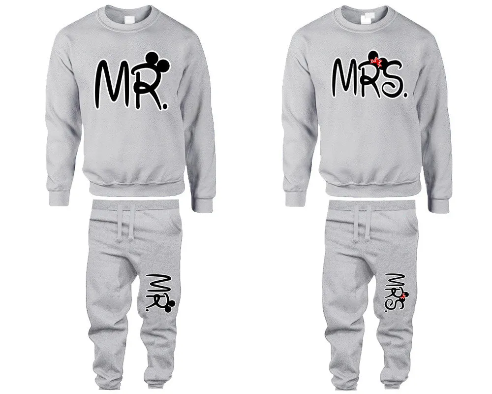 Mr & Mrs Couple Matching Crewneck Sweaters and Jogger Pants – Stylish Unisex Top & Bottom Set | Mix & Match 4 Items Sold Separately
