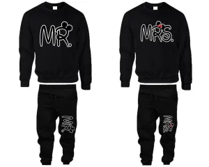 Mr & Mrs Couple Matching Crewneck Sweaters and Jogger Pants – Stylish Unisex Top & Bottom Set | Mix & Match 4 Items Sold Separately