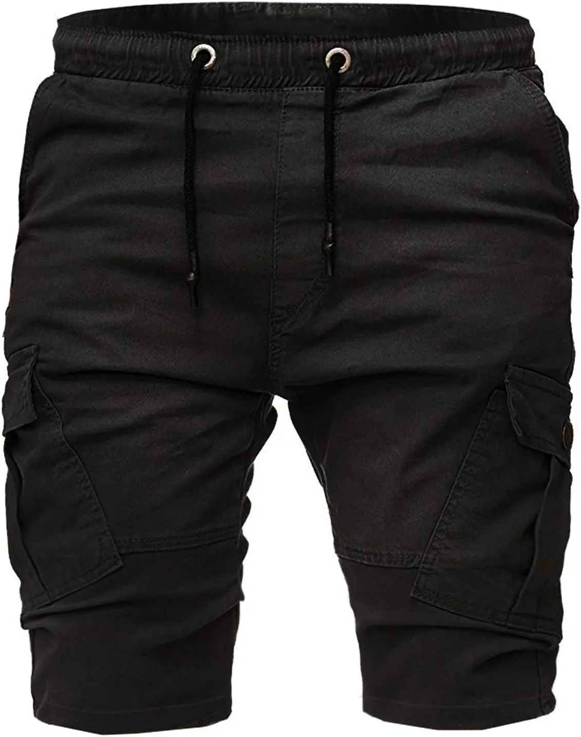 Muscularfit Mens Shorts Big and Tall Drawstring Elastic Waist Cargo Shorts Summer Beach Linen Shorts Pockets Tooling Shorts