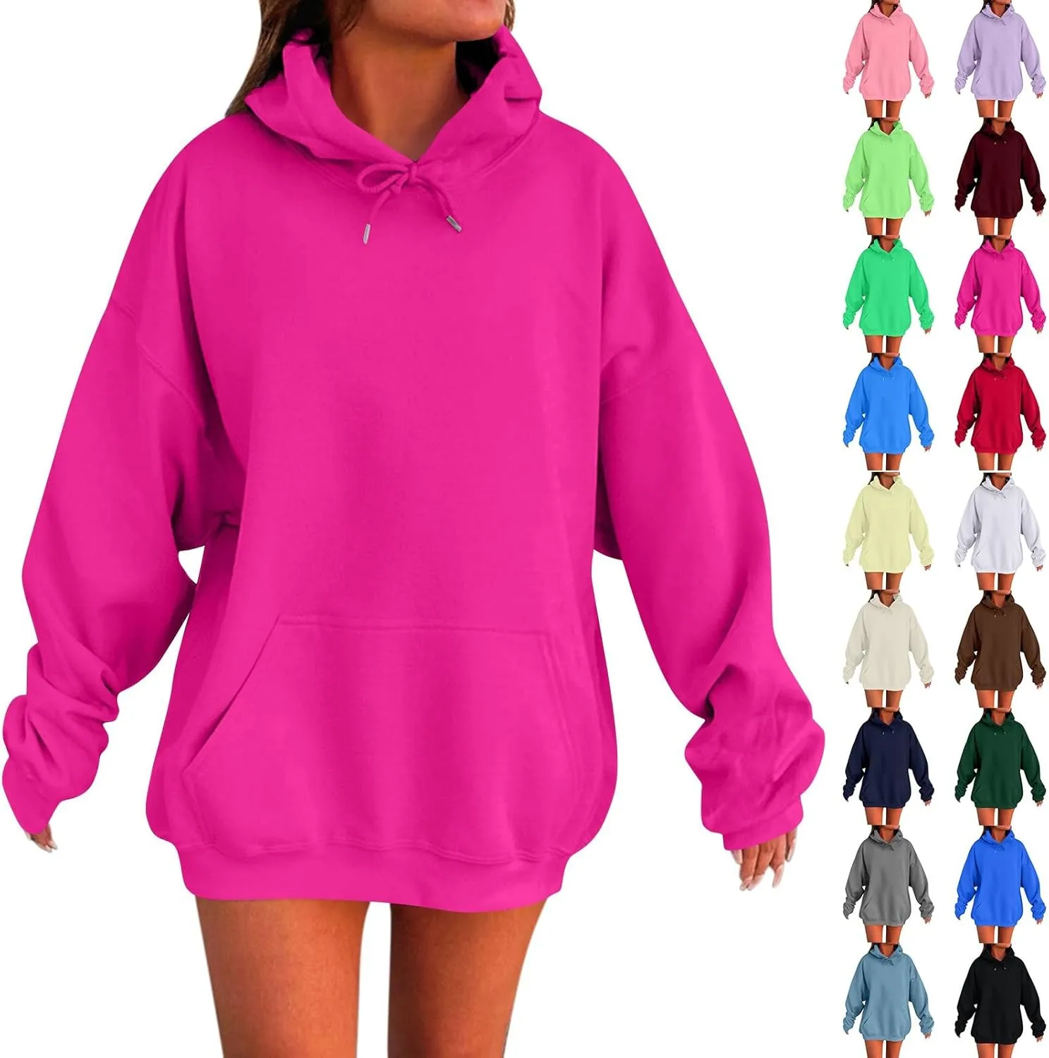 Oversized Hoodies for Women Trendy Long Sleeve Fleece Plus Size Sweatshirts Comfy Cute Sweatshirt Pullover Sweater