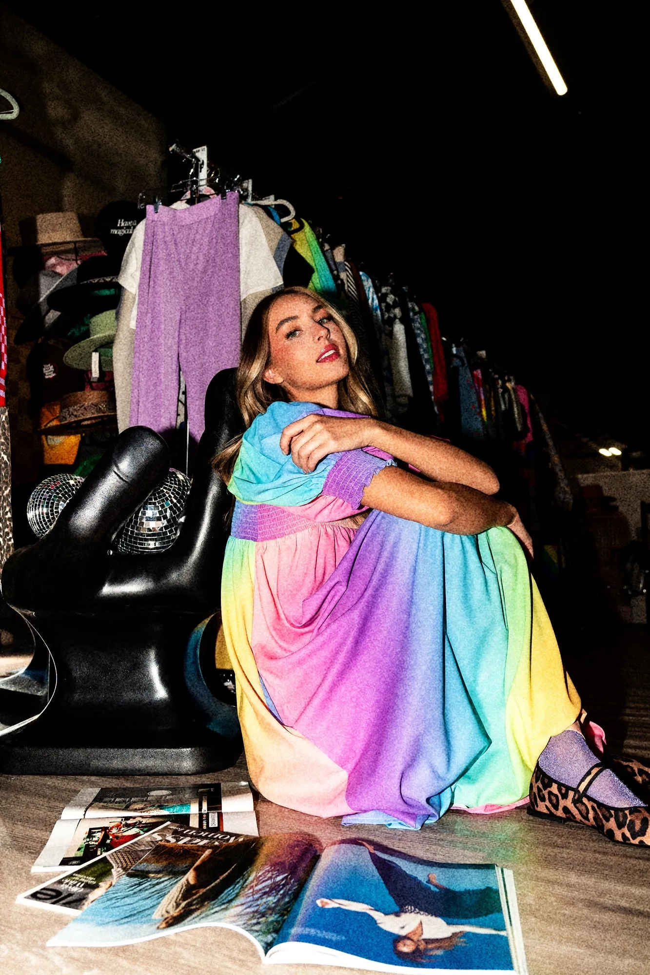 Palm Springs Smocked Dress in Rainbow Daydream