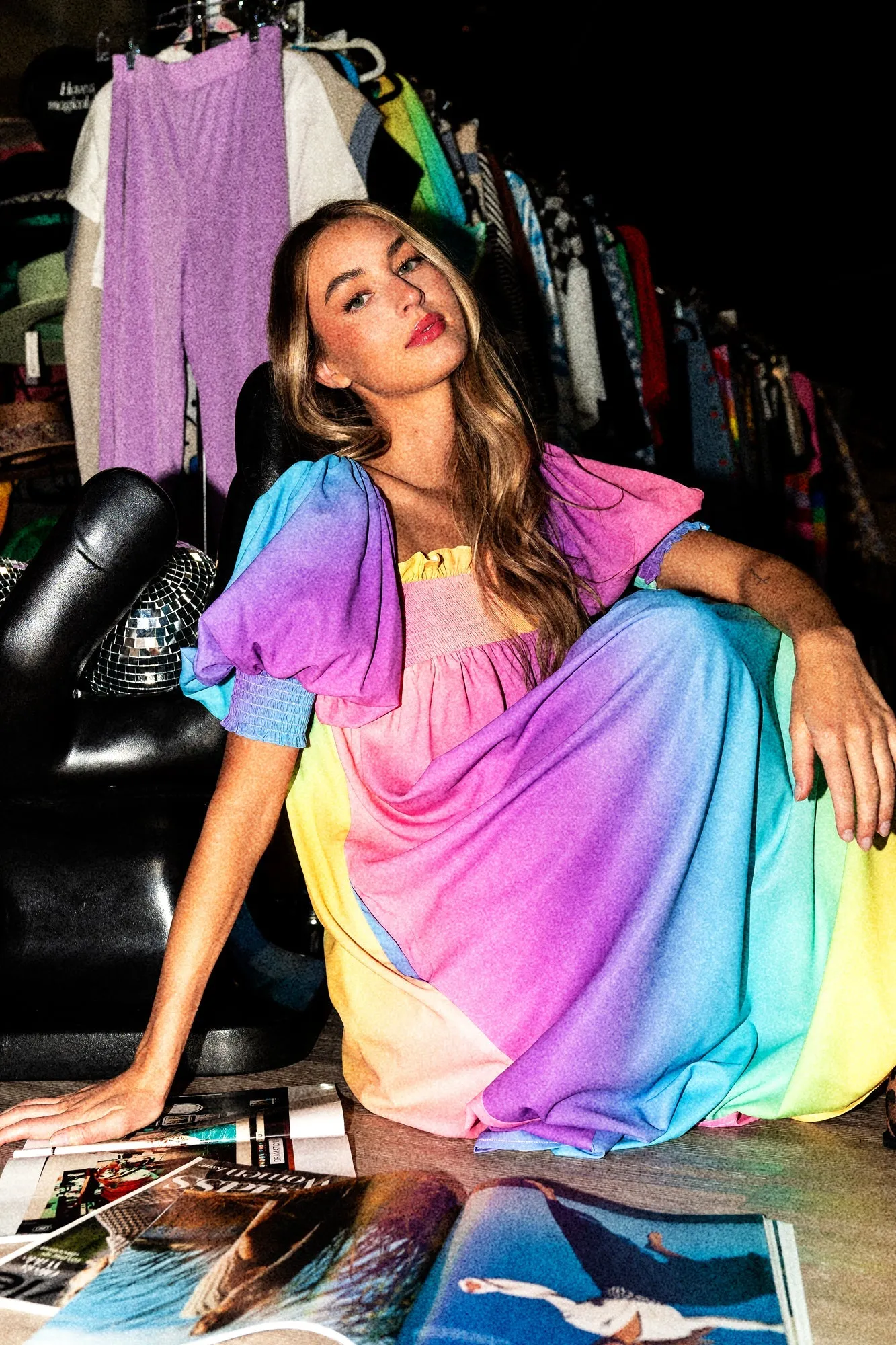 Palm Springs Smocked Dress in Rainbow Daydream