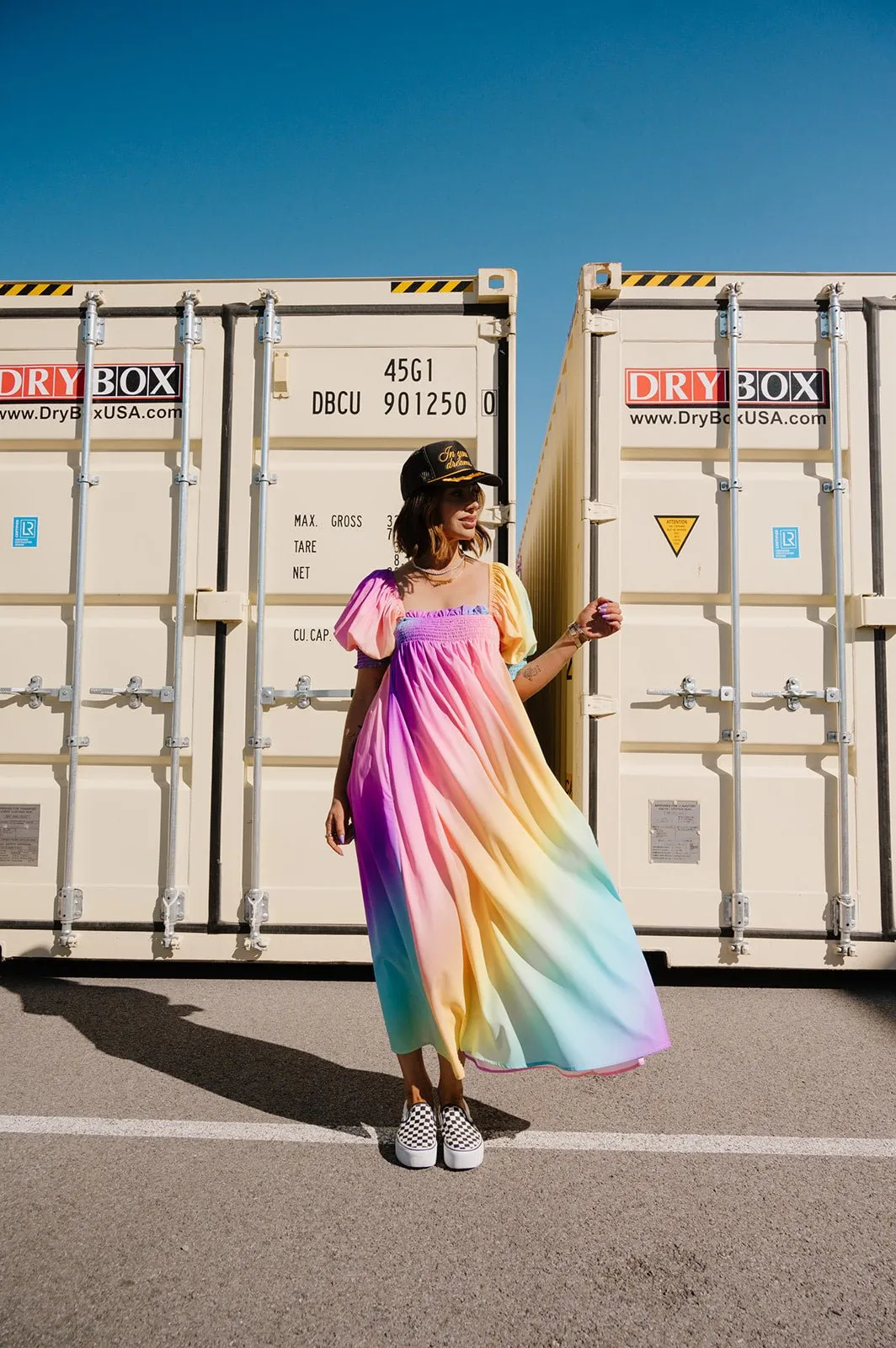 Palm Springs Smocked Dress in Rainbow Daydream