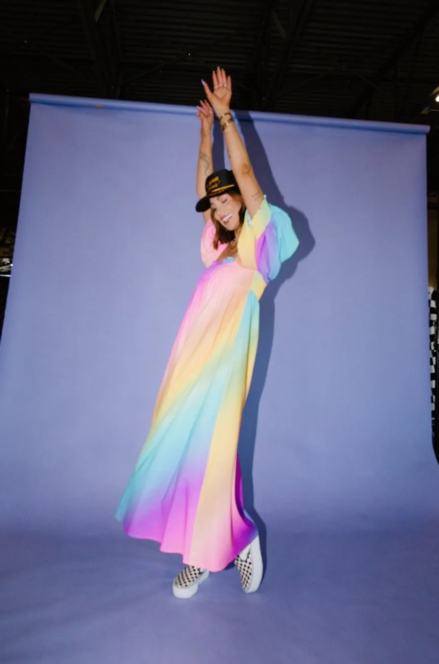 Palm Springs Smocked Dress in Rainbow Daydream