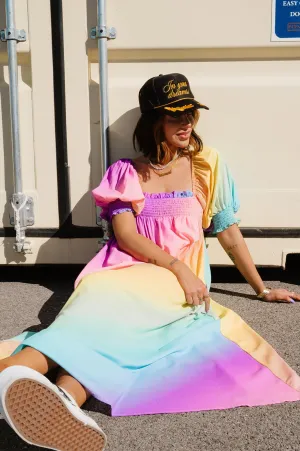 Palm Springs Smocked Dress in Rainbow Daydream