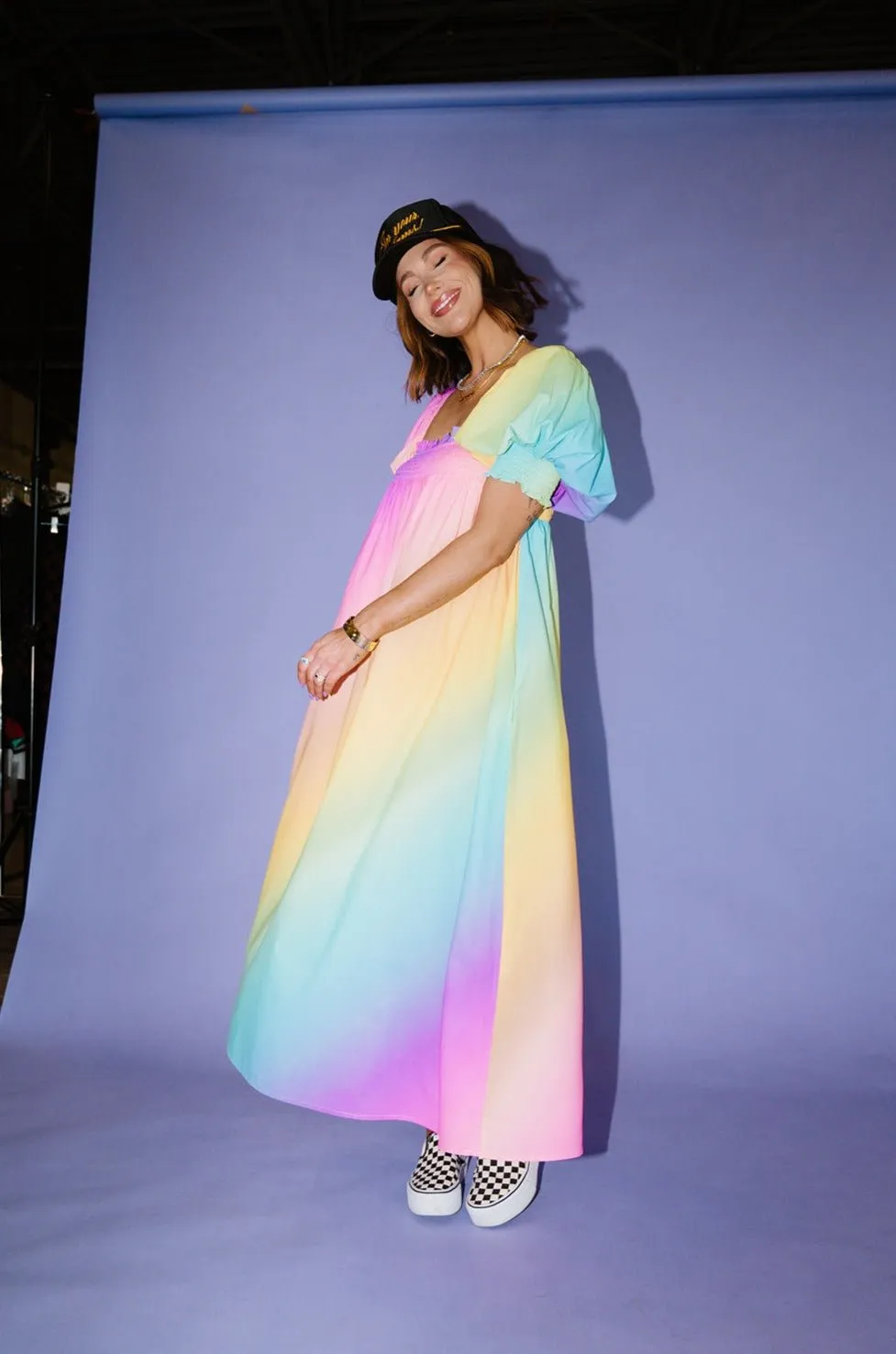 Palm Springs Smocked Dress in Rainbow Daydream