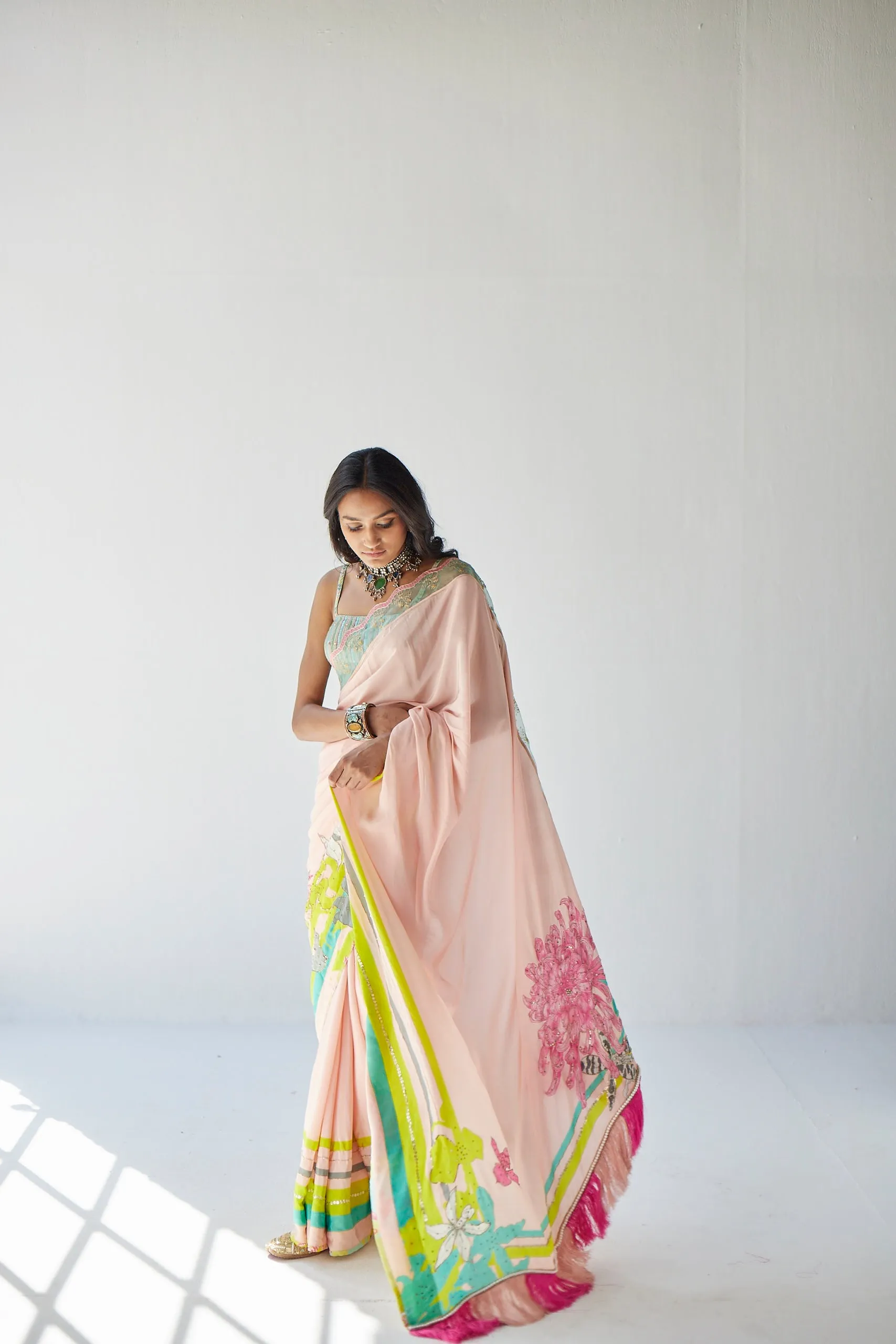 Pastel Pink Orchid Sari