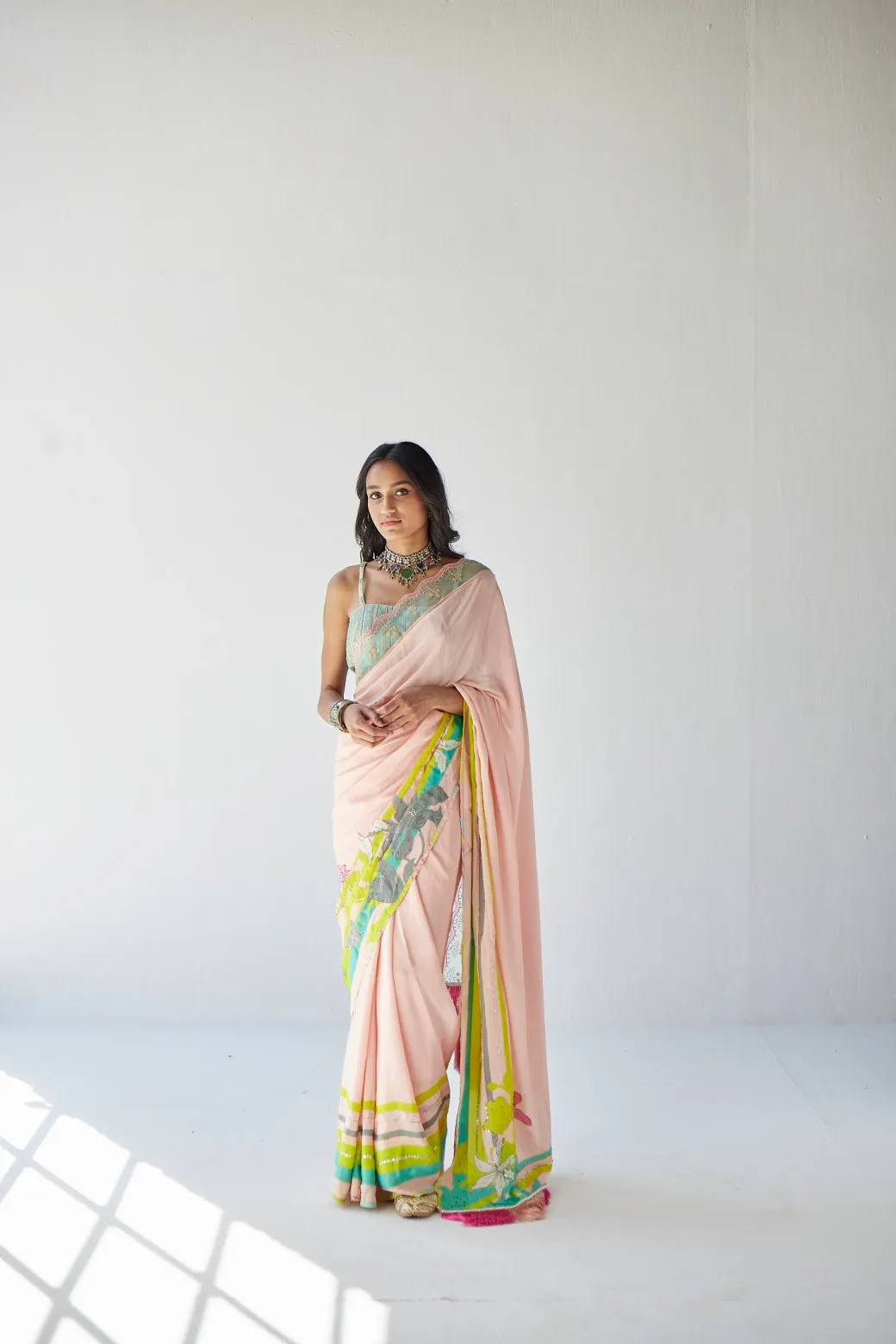 Pastel Pink Orchid Sari