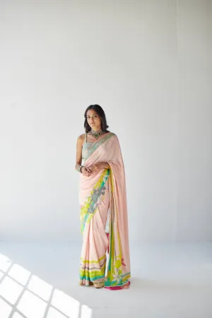 Pastel Pink Orchid Sari