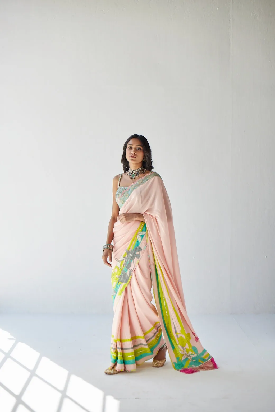 Pastel Pink Orchid Sari