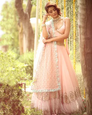 Pastel Pink Organza Lehenga