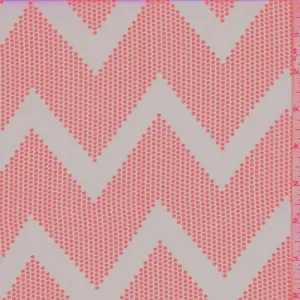 Peach/Neon Pink Dotted Chevron Georgette Fabric