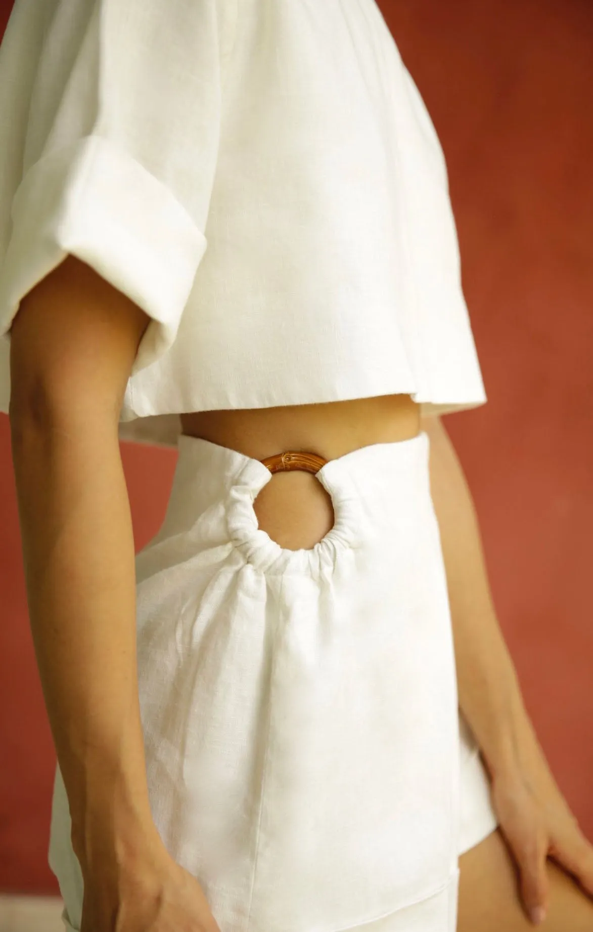 Pearl White Linen Shorts