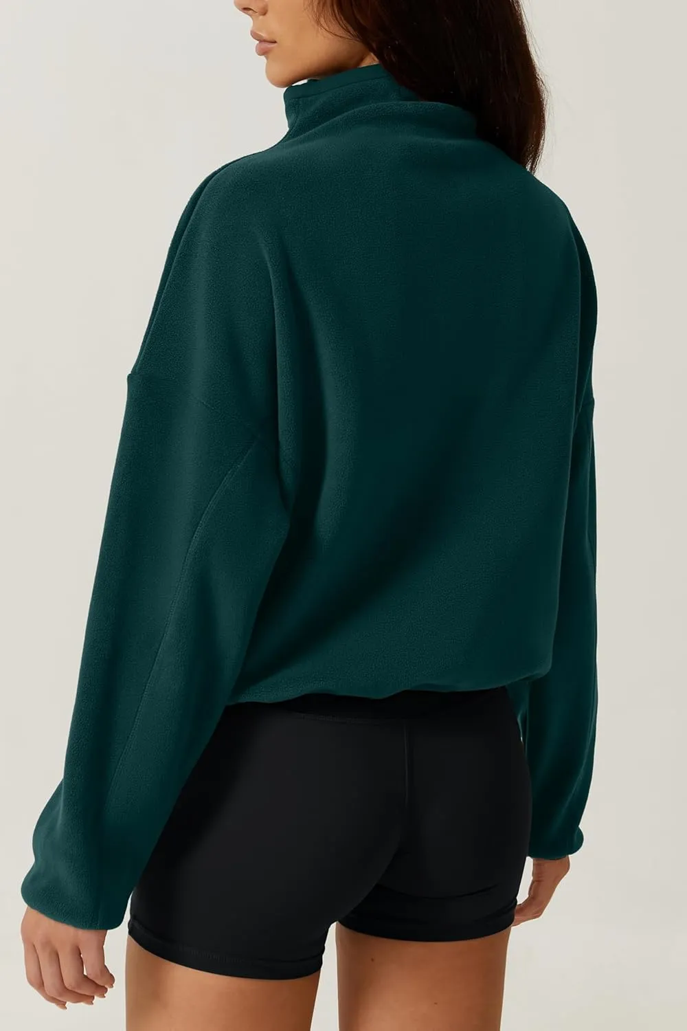 QINSEN Women Half Zip Fleece Sweatshirt Mock Neck Long Sleeve Winter Cozy Sherpa Pullover Sweater Tops