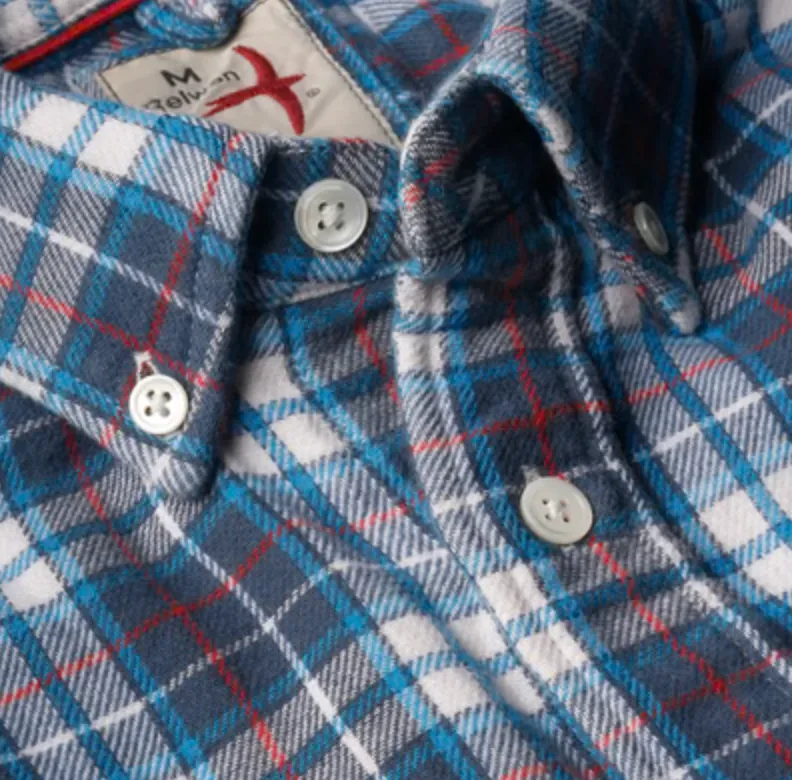 Relwen Chamois Lined Flannel Shirt - White/Navy/Red Plaid