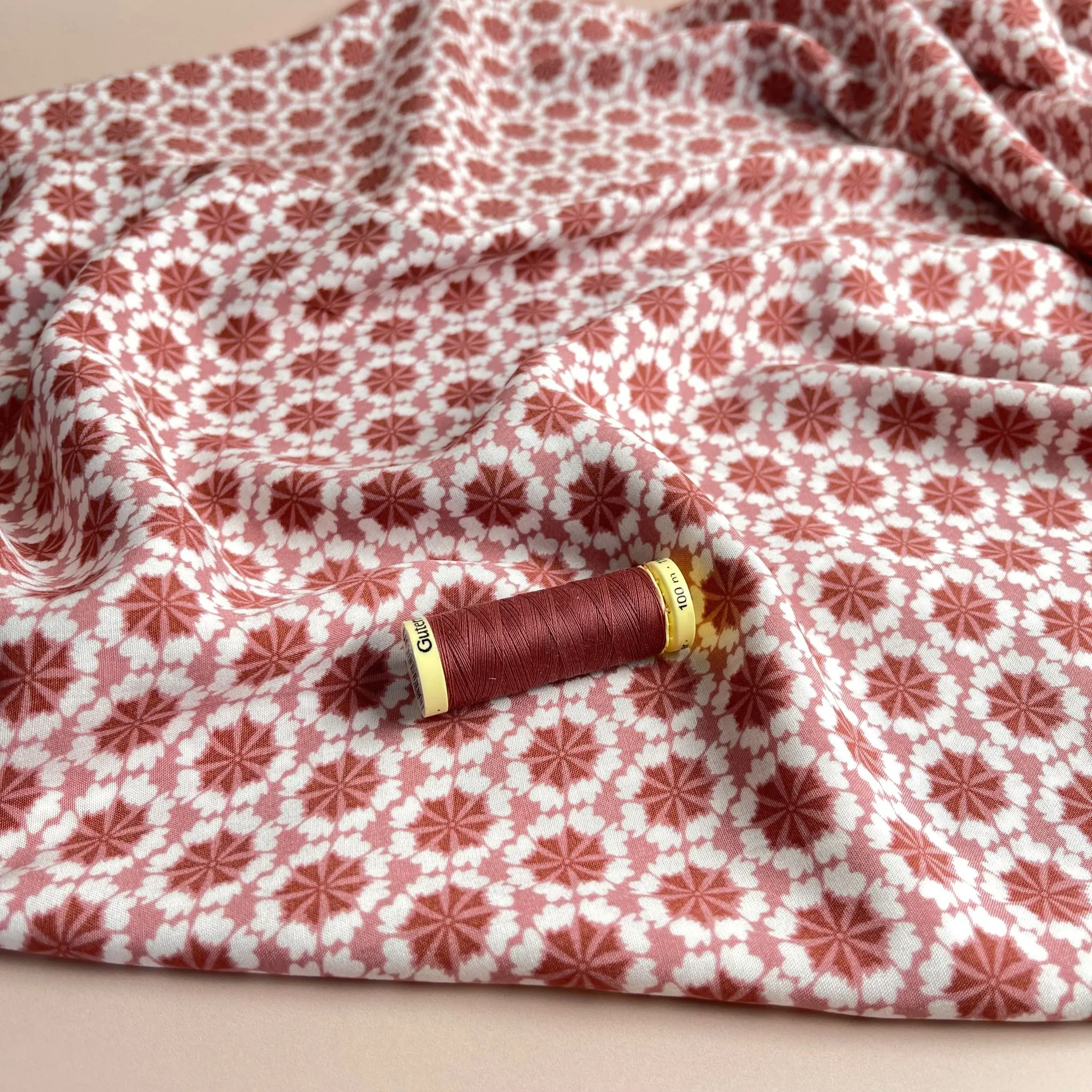REMNANT 0.43 Metre - Sienna Tiles Viscose Fabric