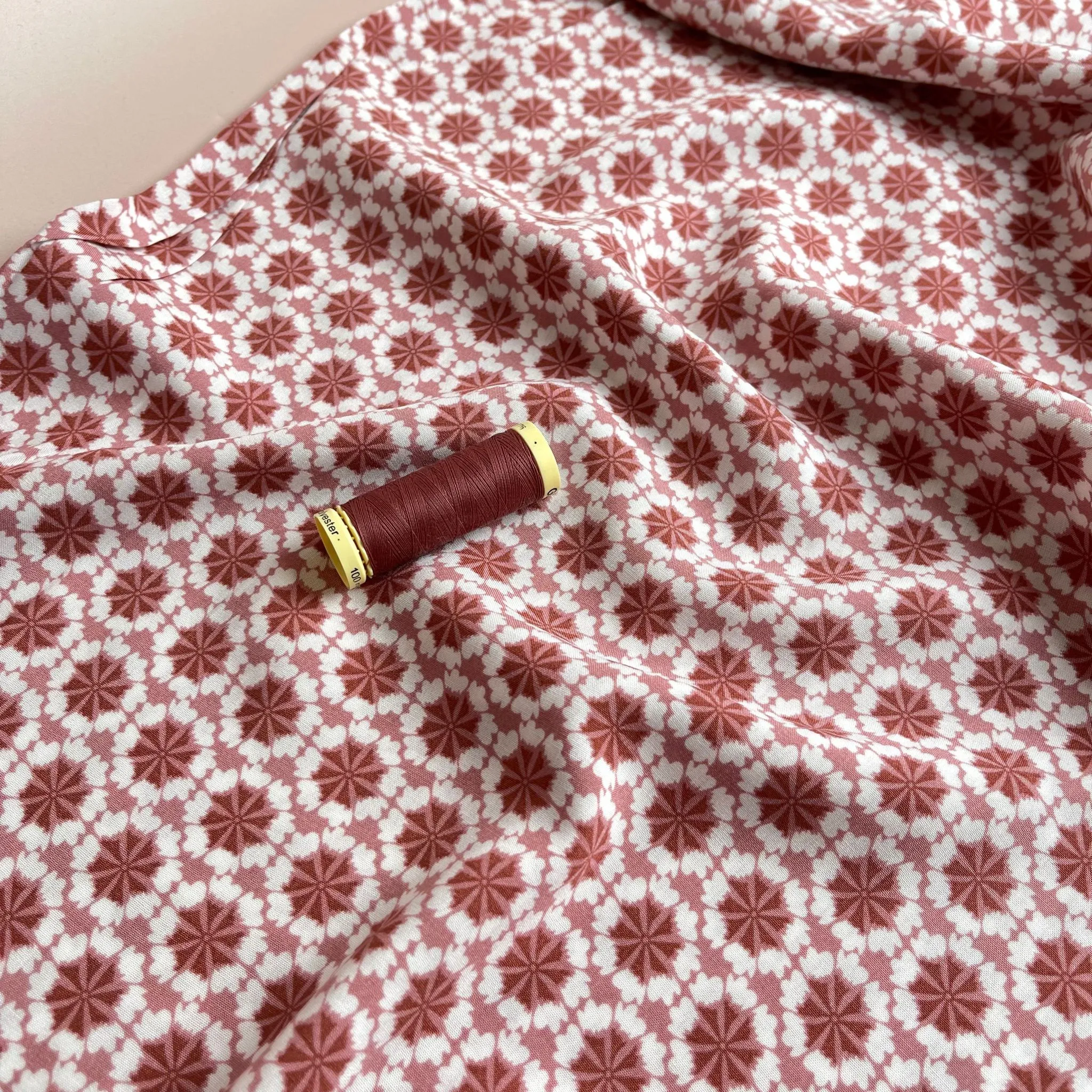 REMNANT 0.43 Metre - Sienna Tiles Viscose Fabric