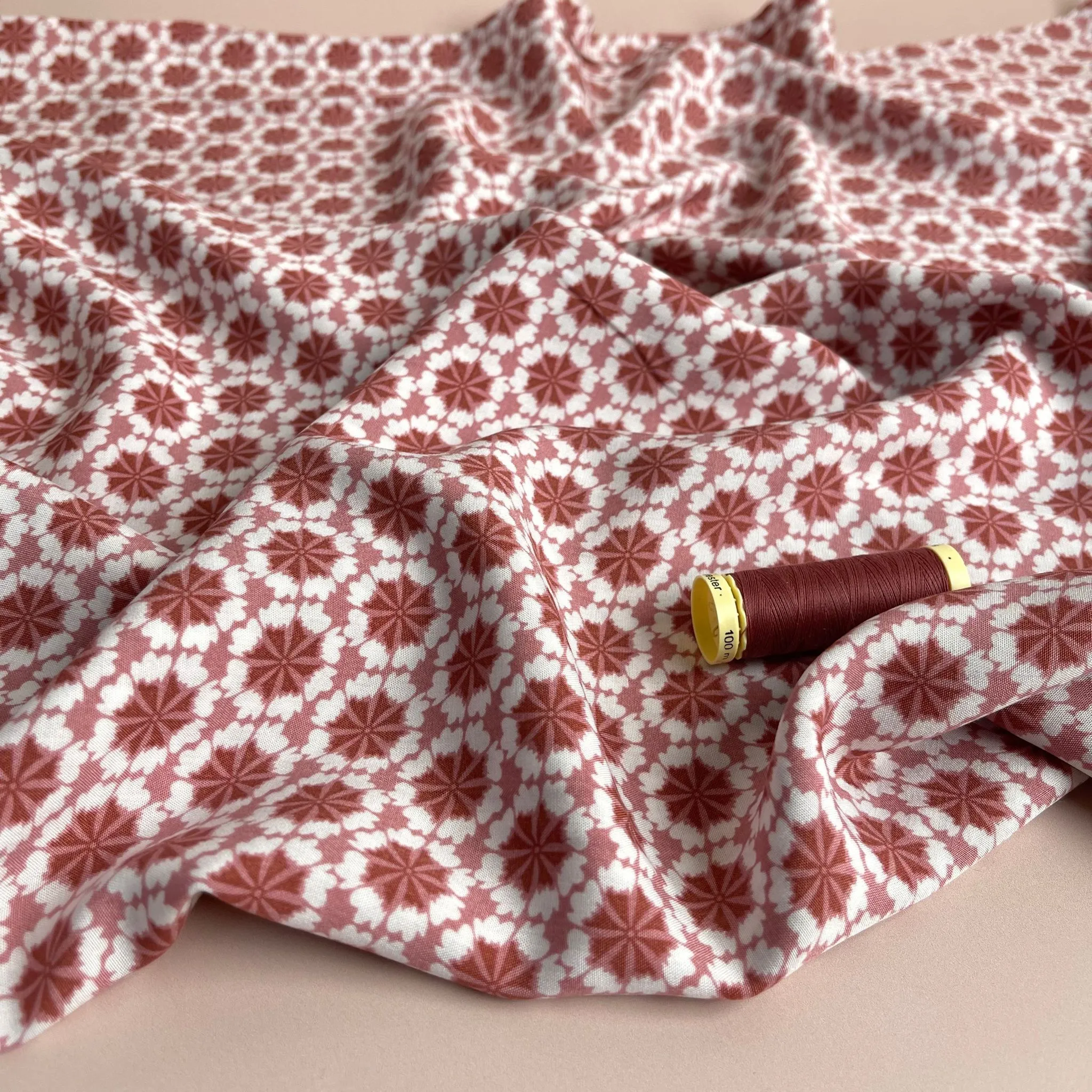REMNANT 0.43 Metre - Sienna Tiles Viscose Fabric