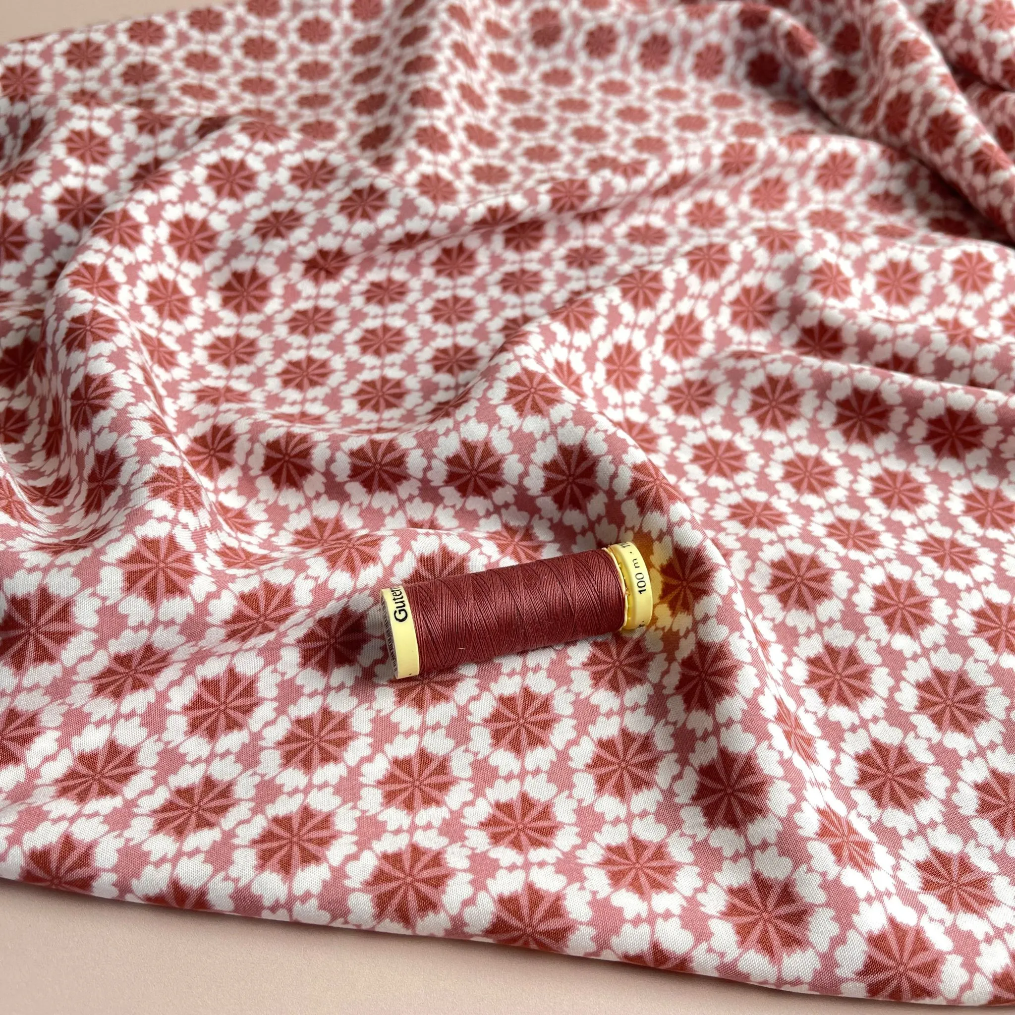 REMNANT 0.43 Metre - Sienna Tiles Viscose Fabric