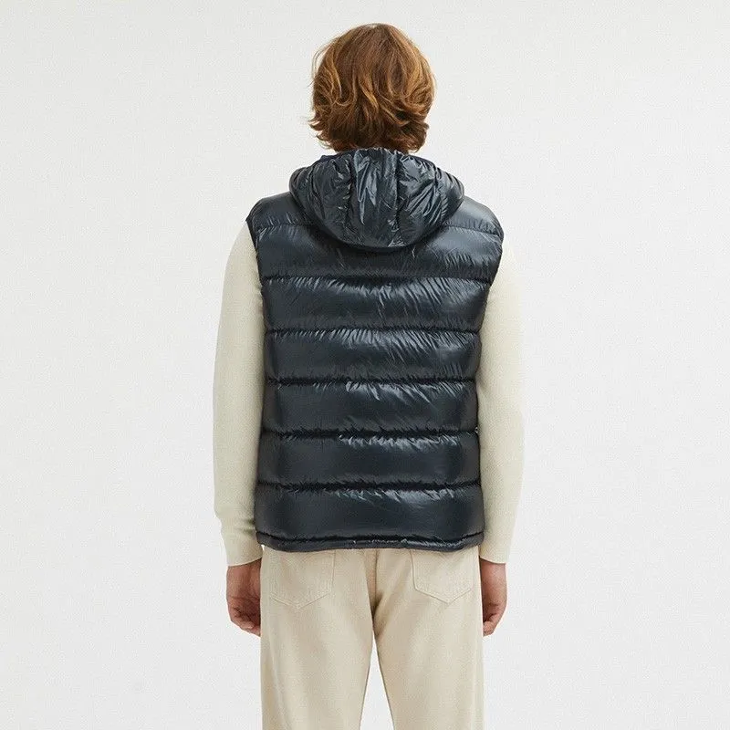 Reversible Centogrammi Hooded Vest in Blue/Grey