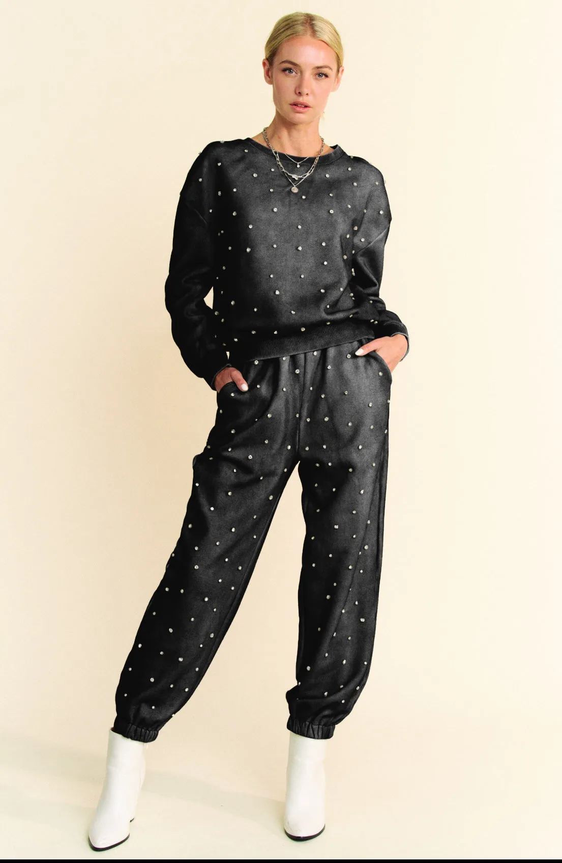 Rhinestone Black Joggers