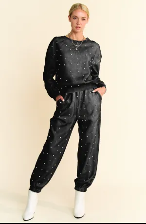 Rhinestone Black Joggers