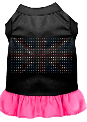 Rhinestone British Flag Dress Black With Bright Pink Med