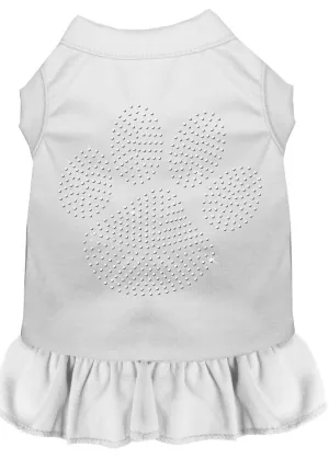 Rhinestone Clear Paw Dress White Lg