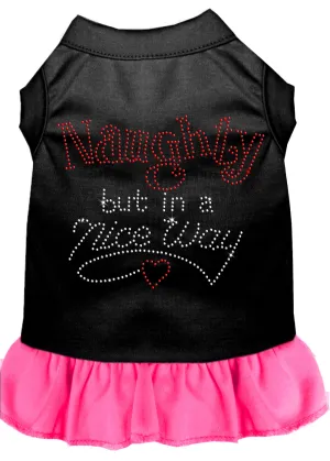 Rhinestone Naughty But In A Nice Way Dress Black With Bright Pink Xl