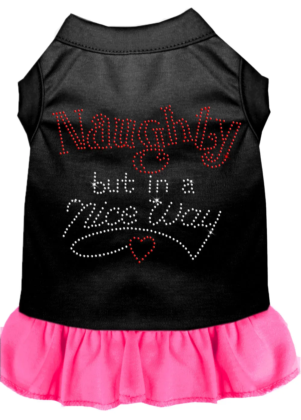 Rhinestone Naughty But In A Nice Way Dress Black With Bright Pink Xl