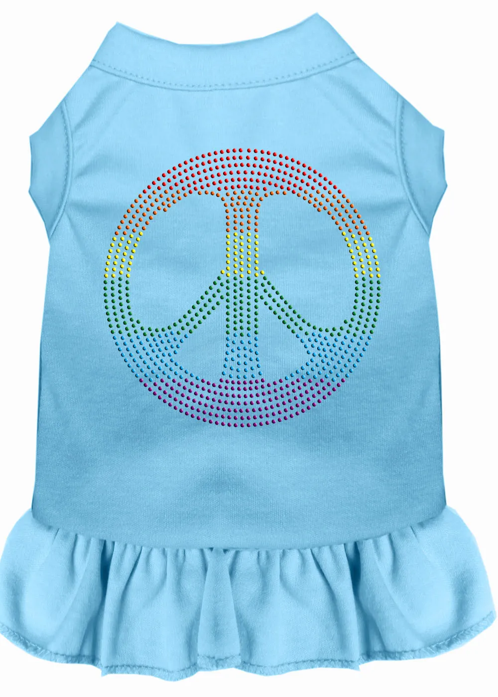 Rhinestone Rainbow Peace Dress Baby Blue Xs