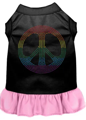 Rhinestone Rainbow Peace Dress Black With Light Pink Xl