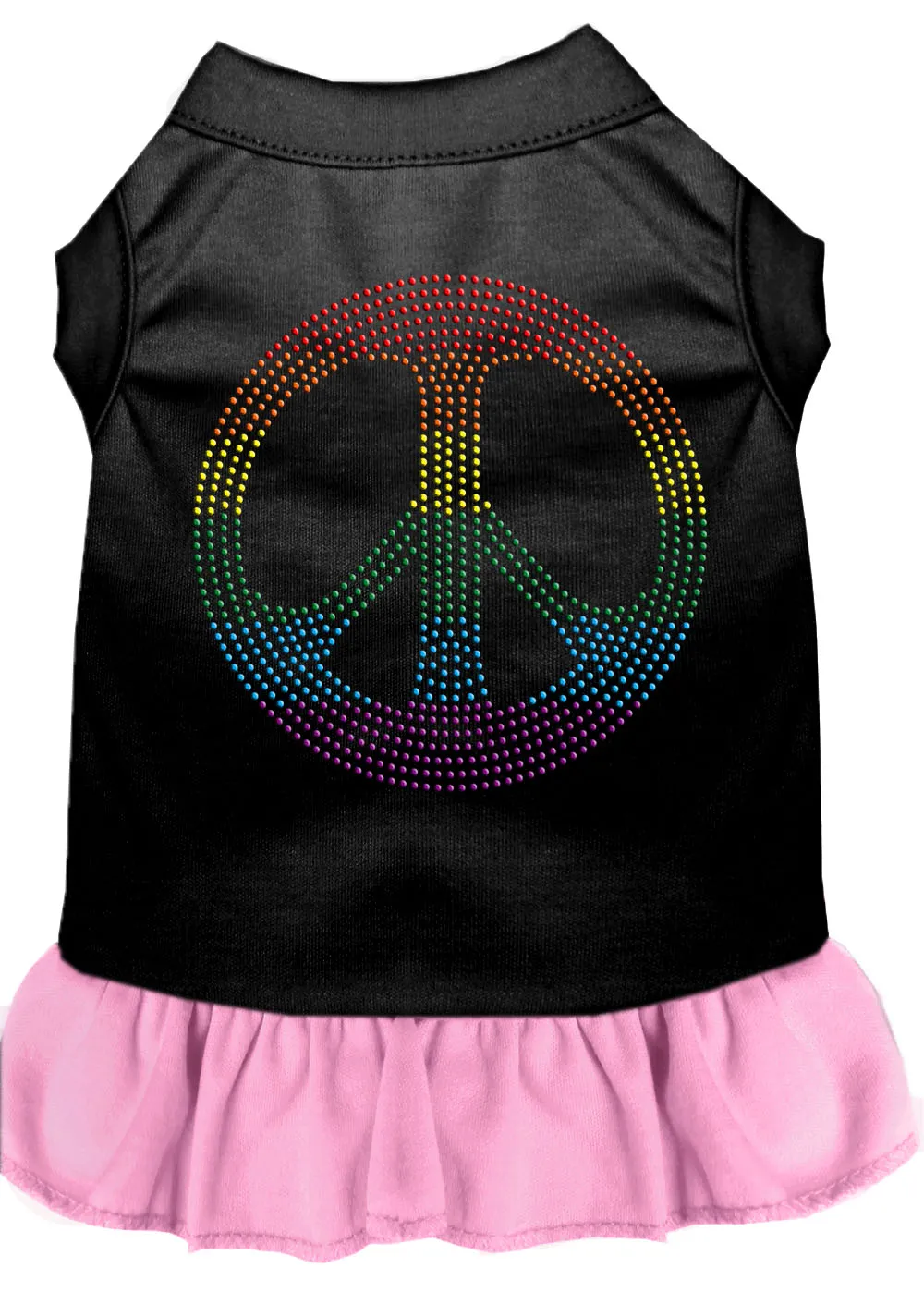 Rhinestone Rainbow Peace Dress Black With Light Pink Xl