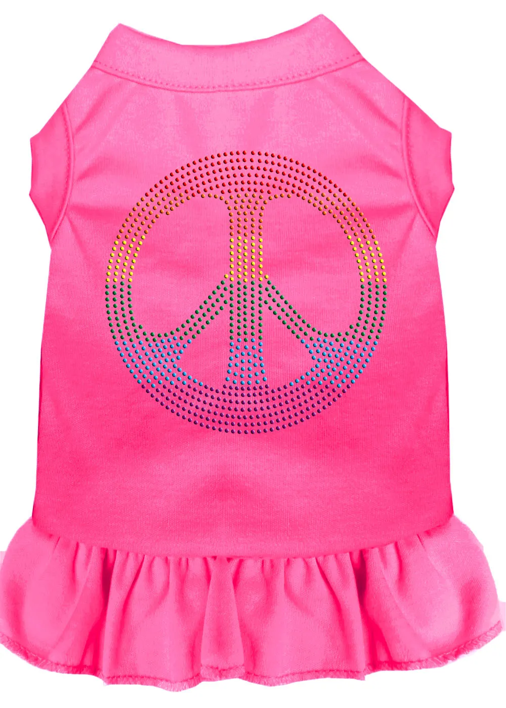 Rhinestone Rainbow Peace Dress Bright Pink Xs