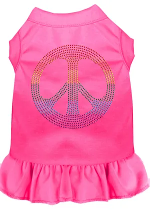 Rhinestone Rainbow Peace Dress Bright Pink Xs
